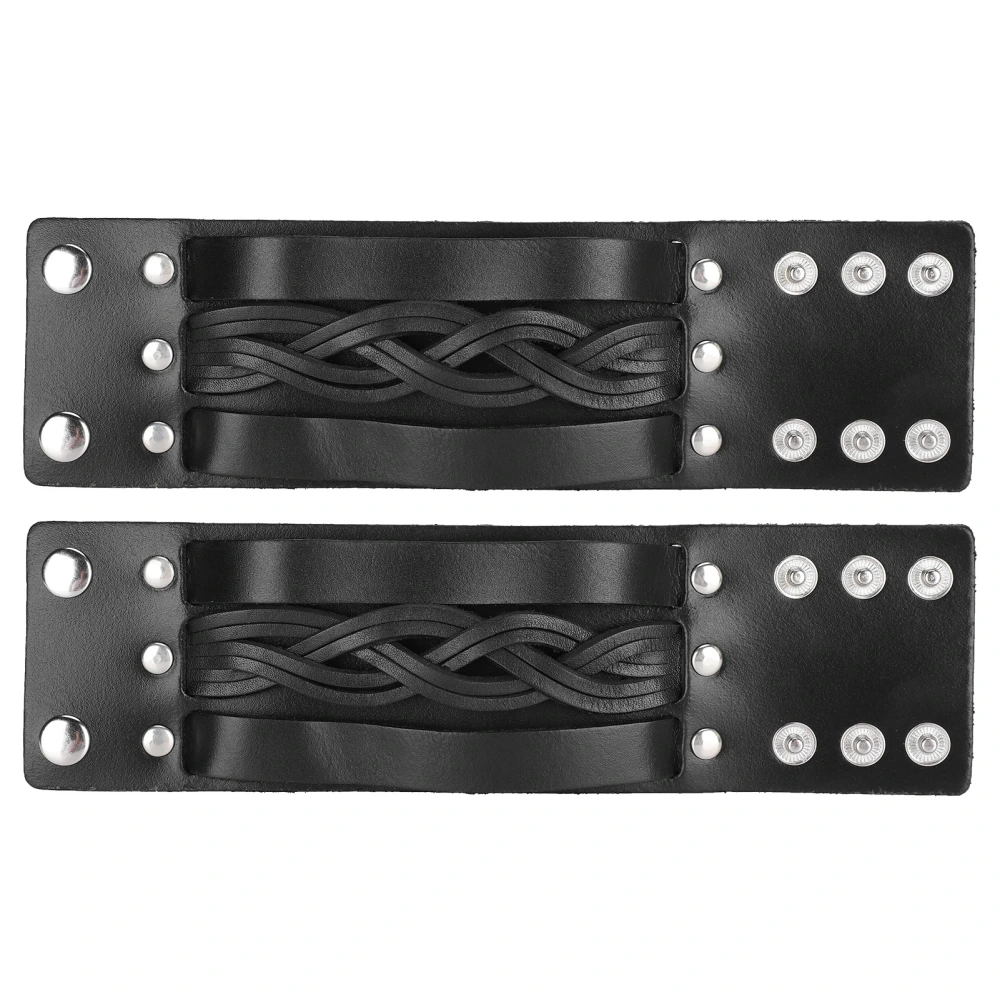 2Pcs Punk Wristband Vintage Wide Faux Leather Bracelet Retro Hand Woven Bracelets