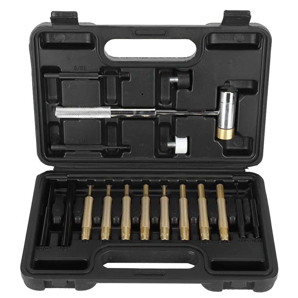 17Pcs Punch Set Mechanical Installation Round Punches Maintenance Tool Kit Box