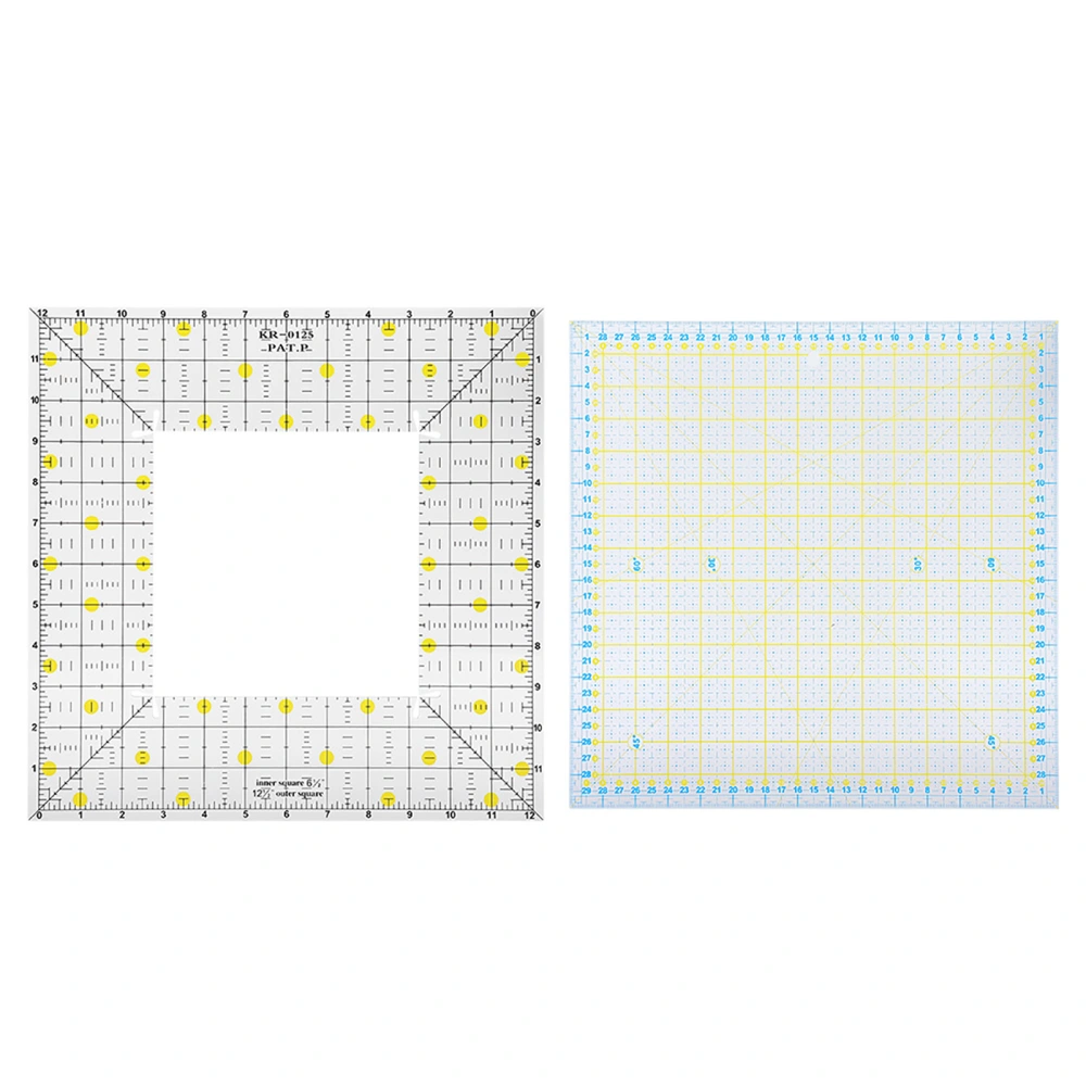 2Pcs Quilting Ruler Square Acrylic DIY Cloth Patch‑Work for Measuring Sewing Embroidery Supplies