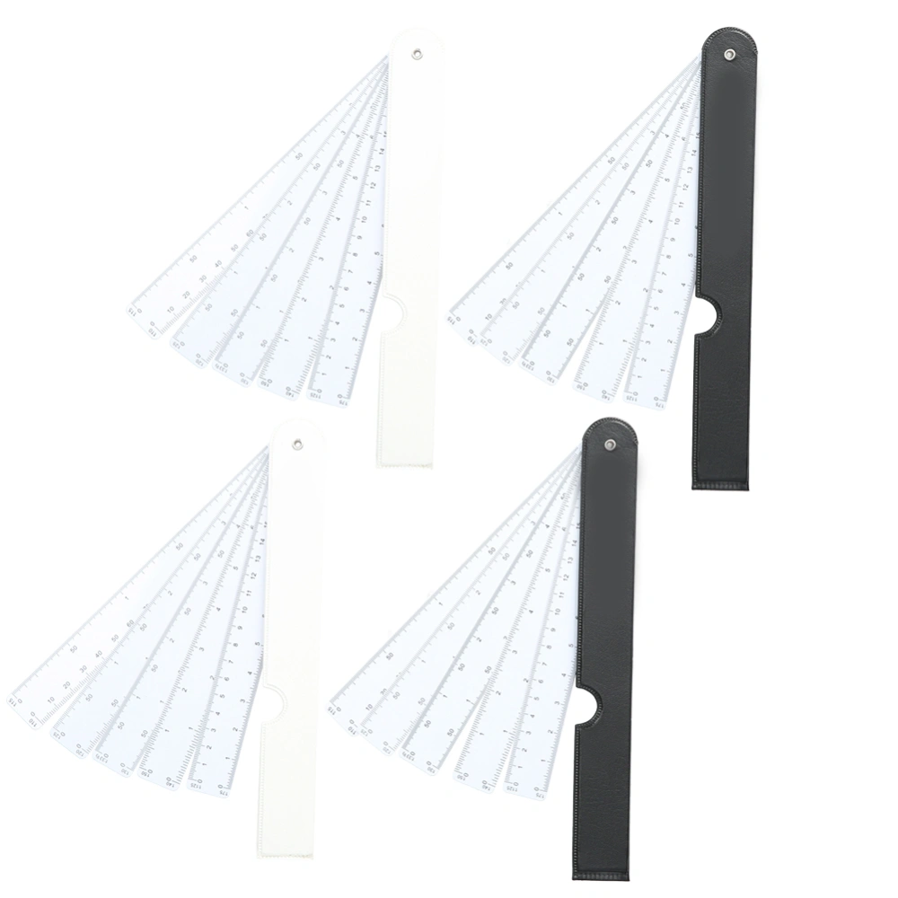 4Pcs Multifunctional Fan Scale Ruler Plastic Drafting Foldable Architect Tool