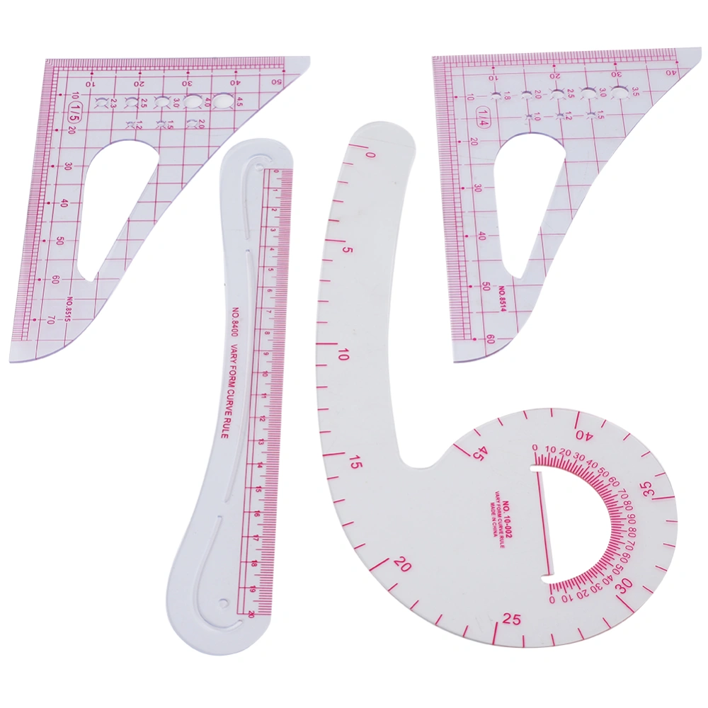 4Pcs Curve Ruler Plastic Sewing Grading Proofing MultiFunction Clothing Designs Tool