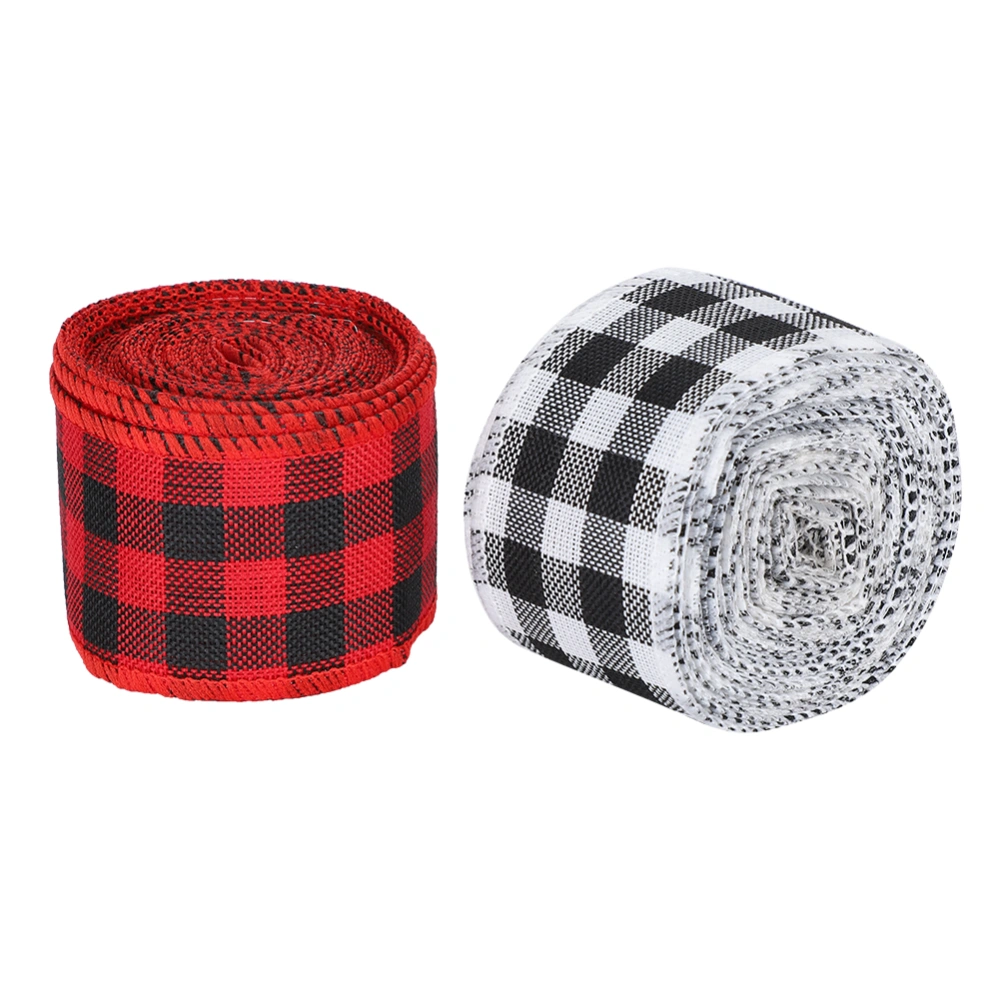 2 Roll Plaid Ribbon Christmas Wedding Gift Wrapping Decoration Ribbon 5cm Width 6meter/Roll