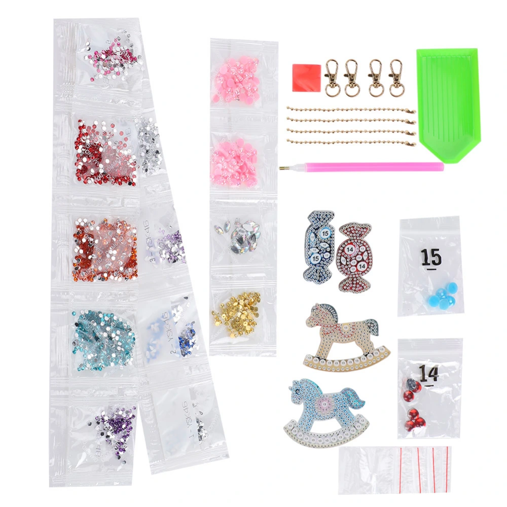 4pcs DIY Key Chains Diamonds Painting Rhinestones Candy Hobbyhorse Bag Decor Christmas Gift