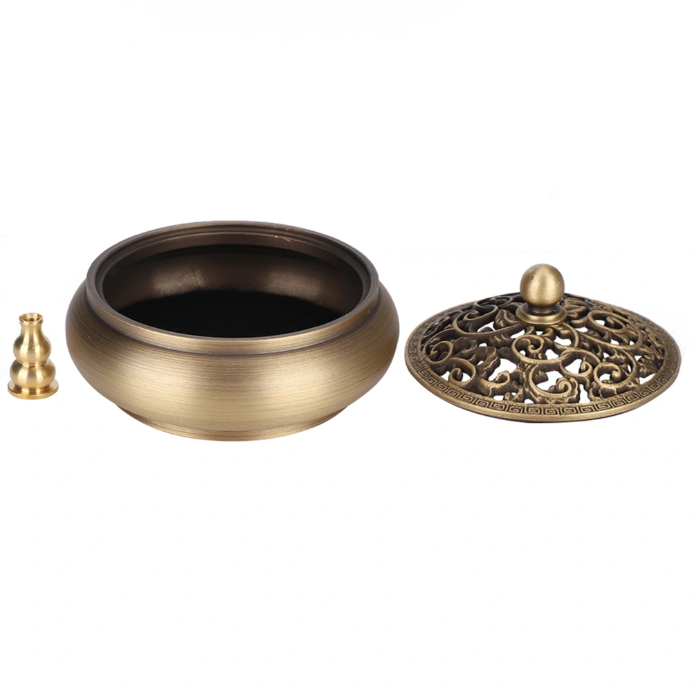 Household Brass Incense Burner Incense Burner Holders Craft Decoration (Round Top)