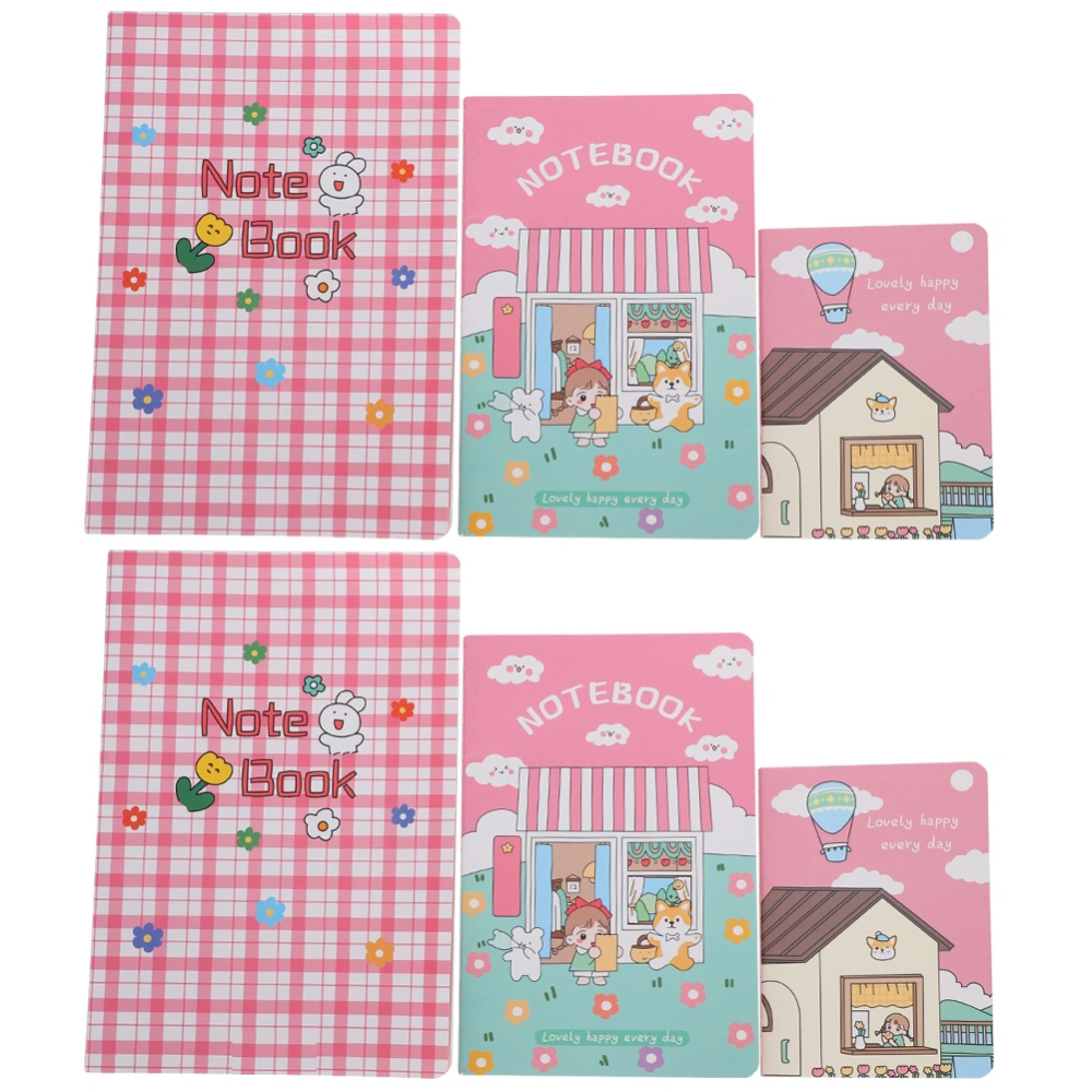 6Pcs Thread Notebook Paper Large Medium Small Set Students Study Memo Book School Stationery