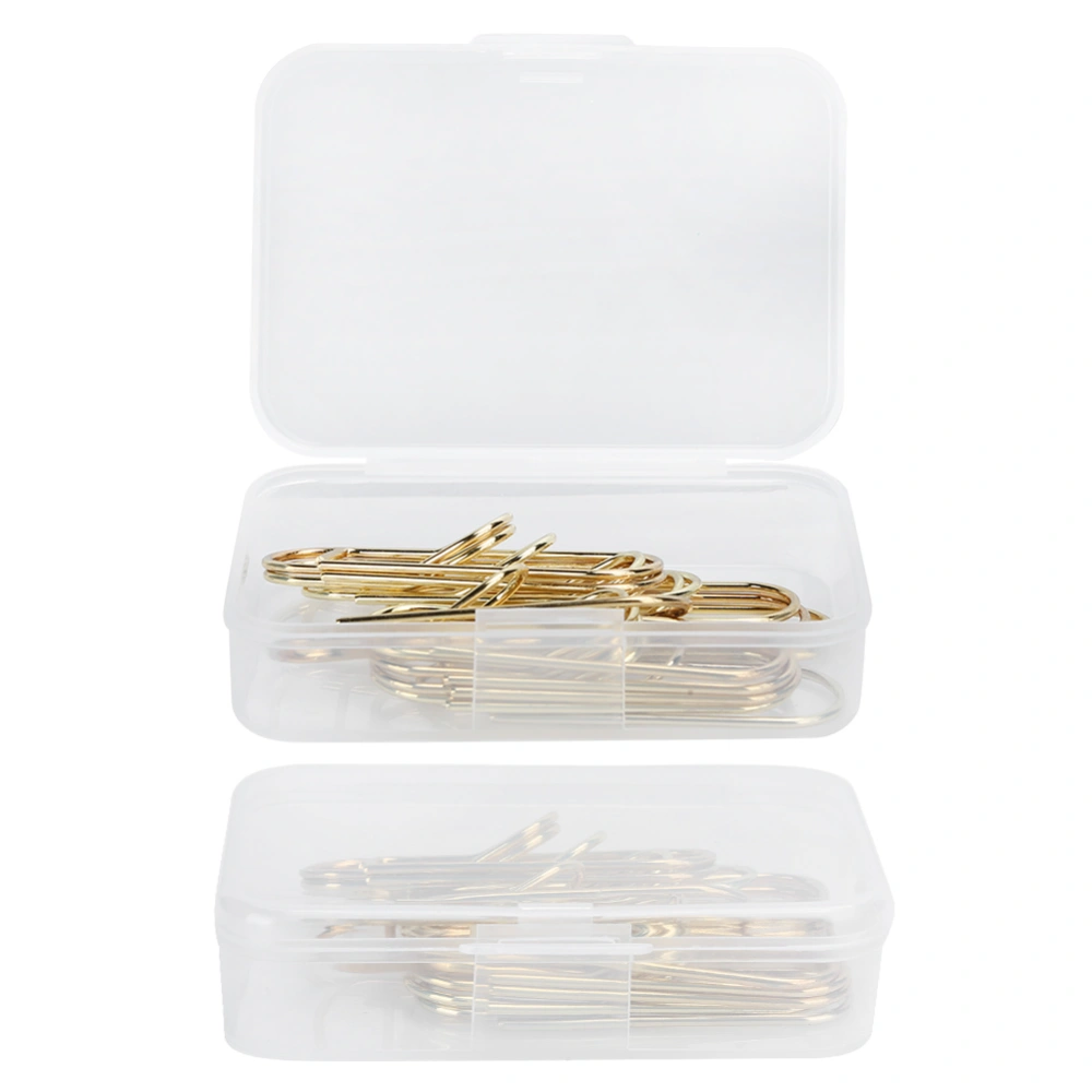 2 Box Simple Metal Pen Clip Notebook Bills Pencil Holders Paper Clip Stationery Tool (Gold)