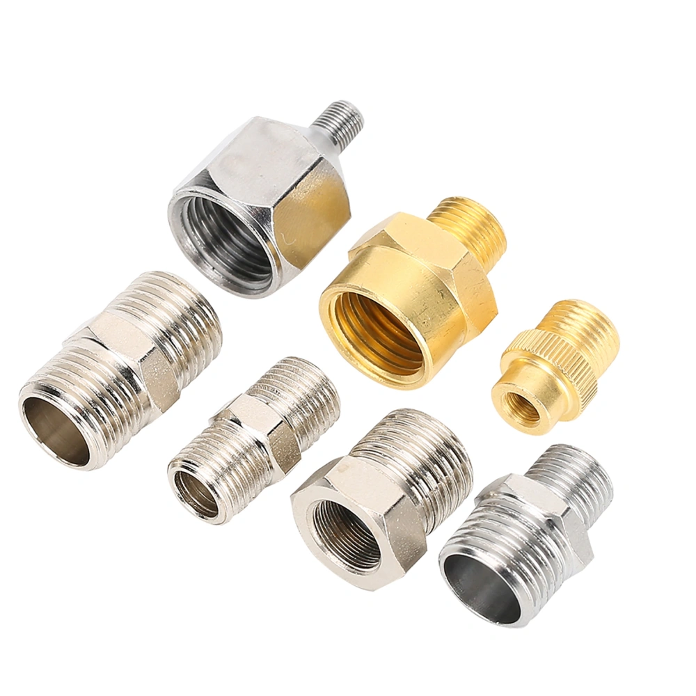 7pcs Professional Airbrush Adaptor Kit 1/8in 1/4in BSP Connector for Compressor Airbrush Hose