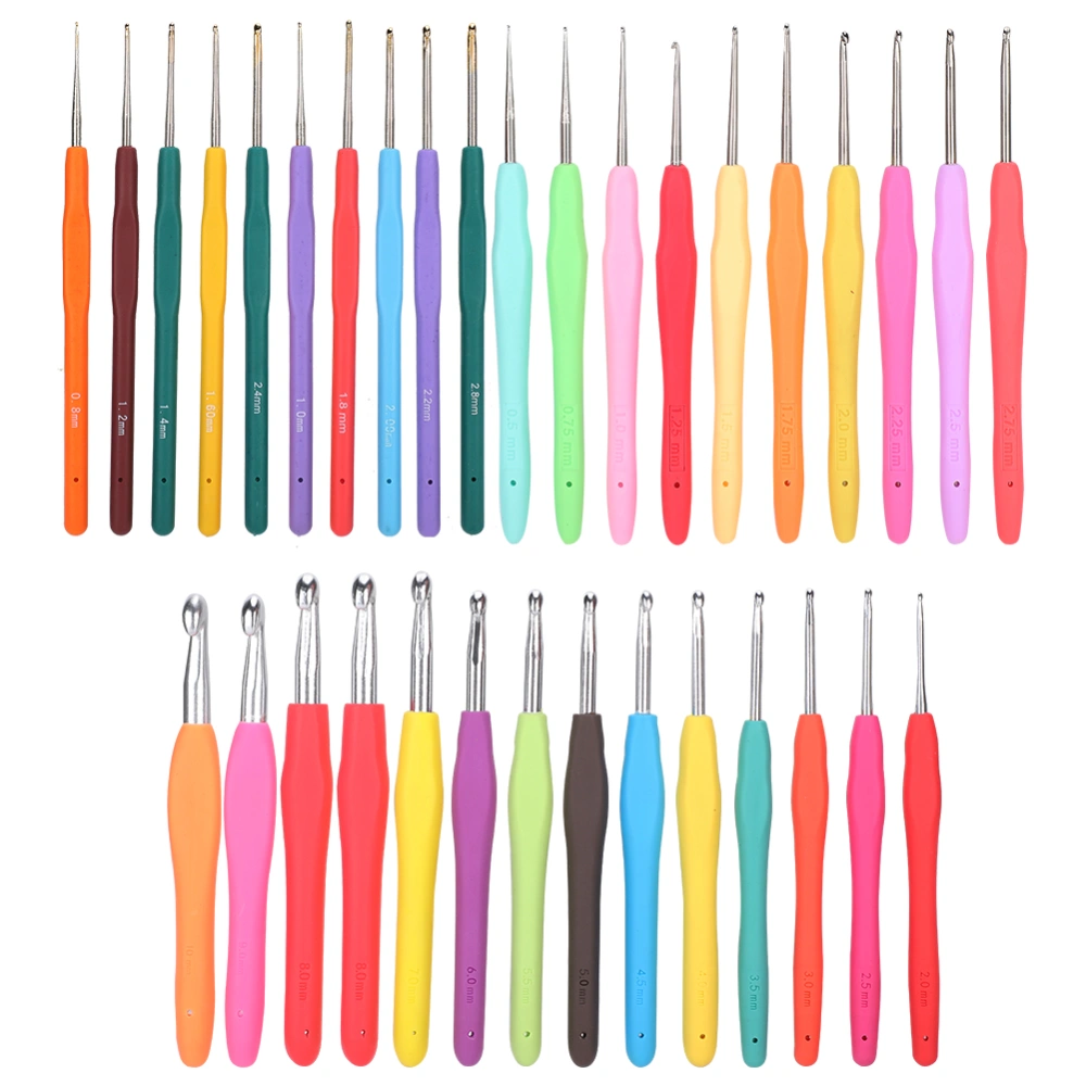 33Pcs Crochet Hook Set Aluminum Crochet Needle TPR Soft Handle Sweater Knitting Tools