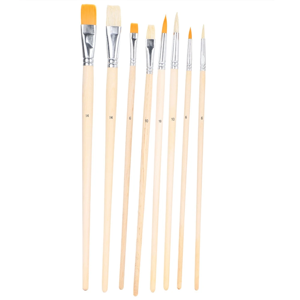 8Pcs Paint Brush Set Flat Tip Watercolor Gouache Oil Acrylic Painting Tool Artist Brushes