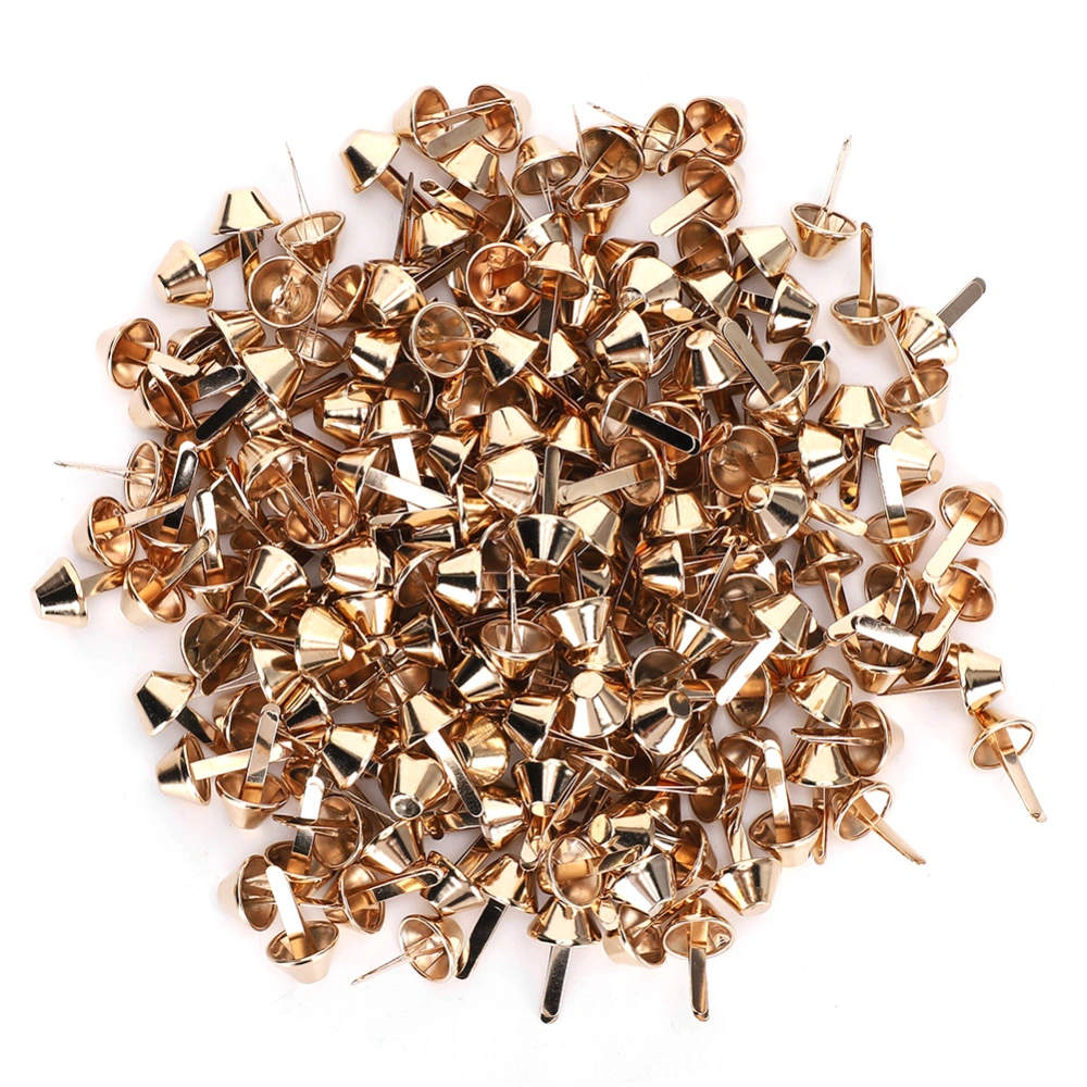 200pcs 12mm Feet Rivets Brass Purse Bag Studs Bucket Shape Hardware Fitting DIY Accessory Light Gold