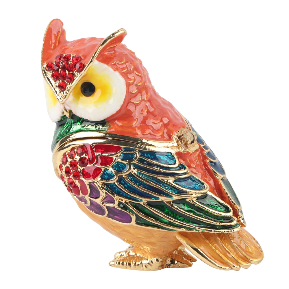 Crystal Owl Figurine Trinket Box Portable Jewelry Sotrage Organizer Home Decorative Handicraft Unique Gift