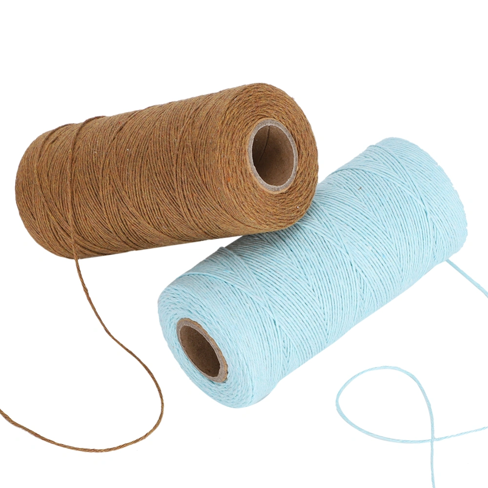 2 Rolls Pure Cotton Yarn Tensile Resistant 8/4 Warp Thread for Knitting Tatting Carpet Tapestry