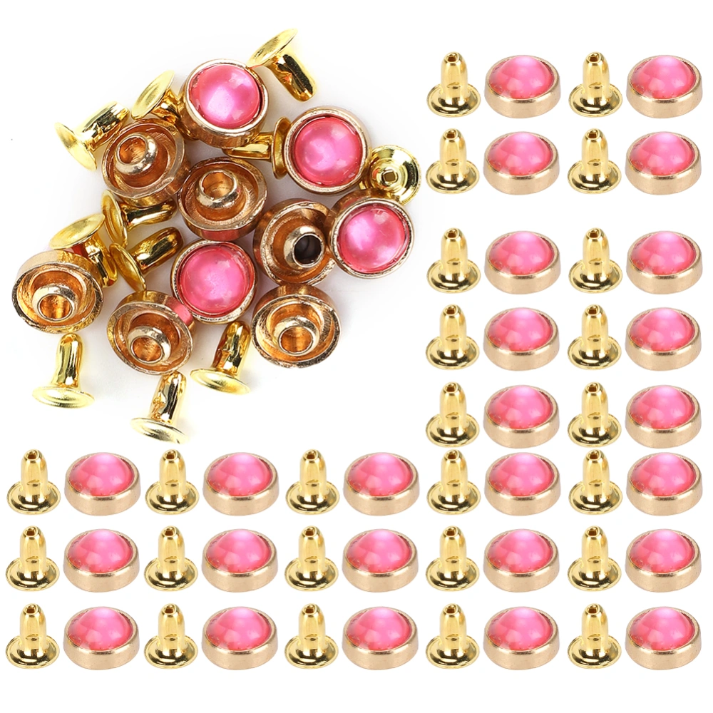 100 Set Color Crystal Rivets Zinc Alloy Luggage Clothing Shoes Decoration DIY Tool 8mmPink