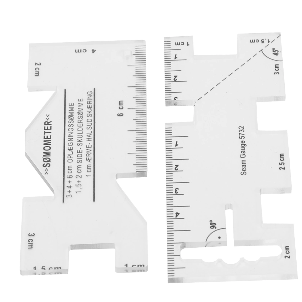 2Pcs Patch&#8209;Work Ruler Mini Household Sewing Machine Template Clothing Measure Draw Stitch