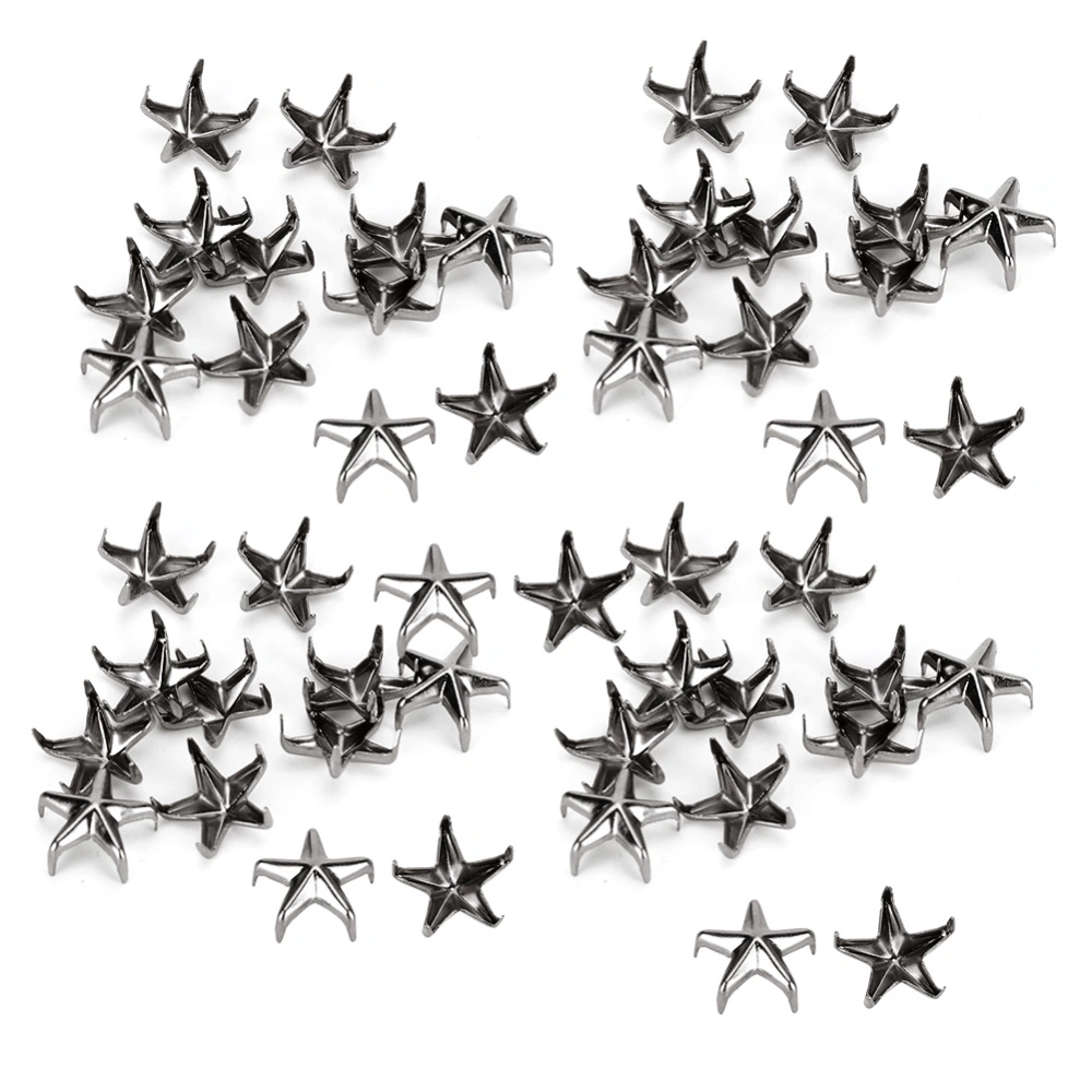 200Pcs Star Rivets 5‑Pointed Star Claw Nails DIY Bags Hats Decoration Accessories 10MMGun Black