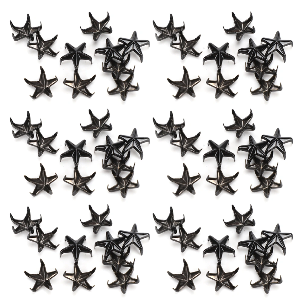 200Pcs Star Rivets 5‑Pointed Star Claw Nails DIY Bags Hats Decoration Accessories 10MMBlack