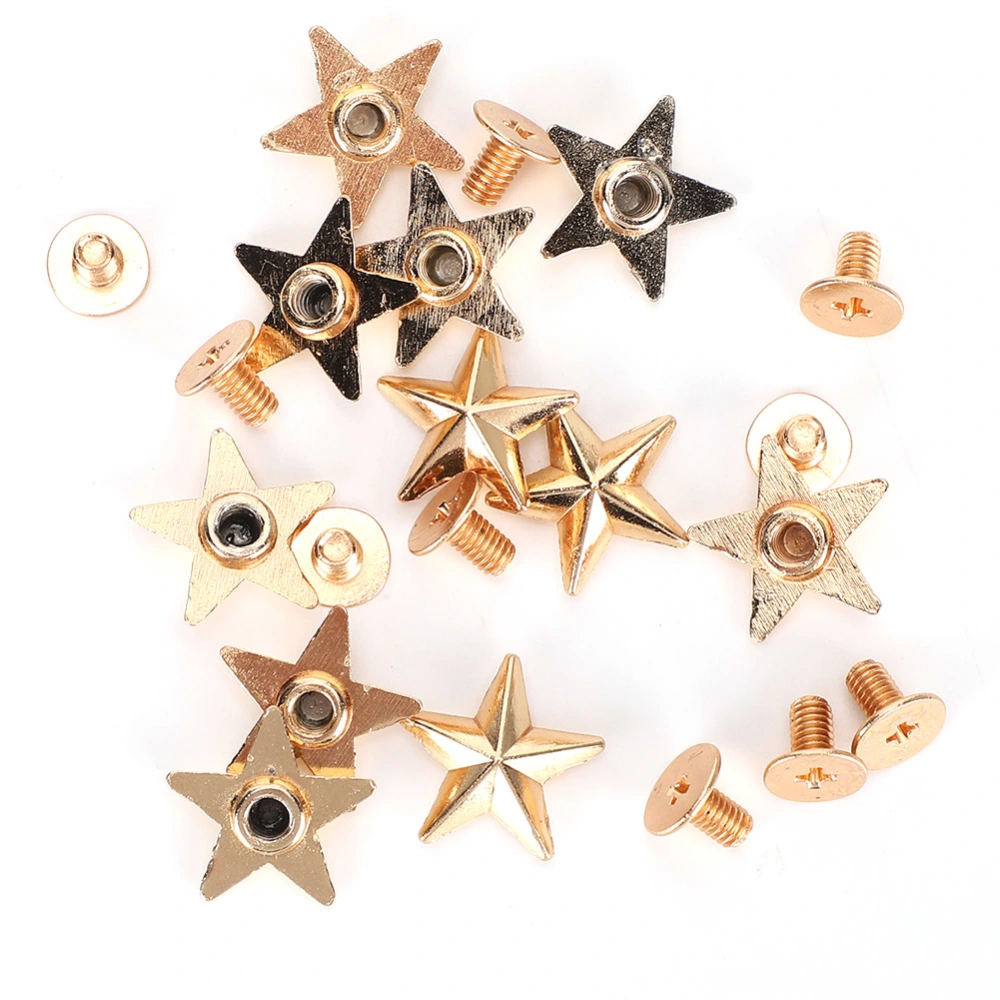 Star Shape Rivet Studs DIY Clothes Shoes Decoration Accessories with Screws 14mmGold