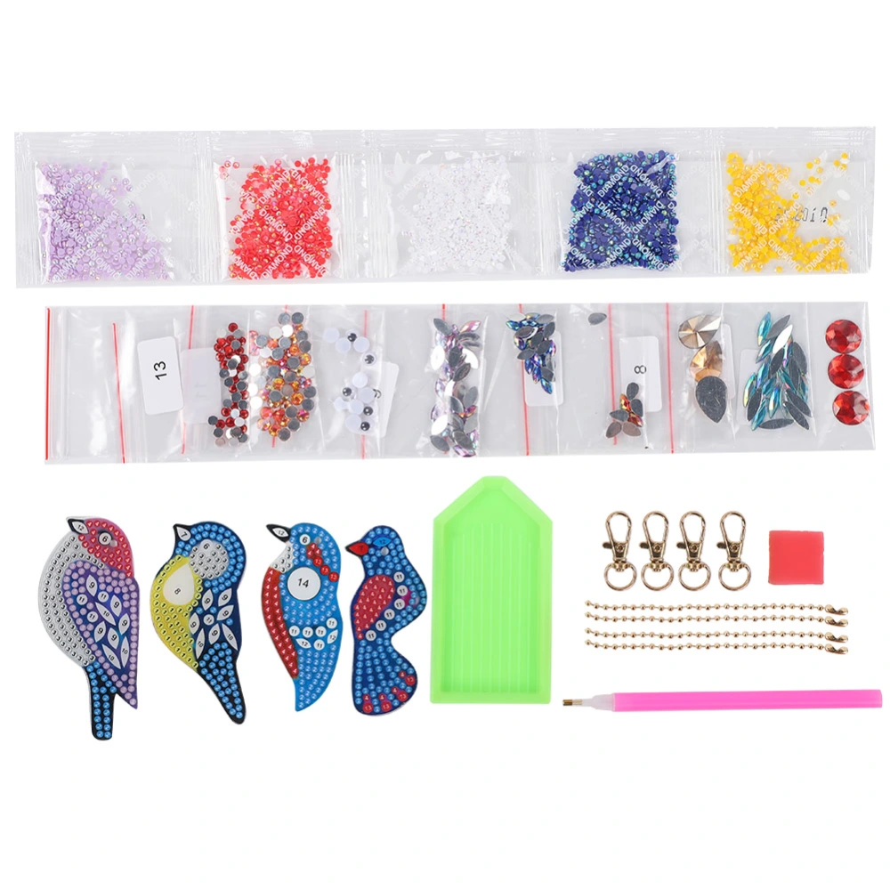 Bird Pattern DIY Diamond Painting Key Chain Key Ring Case Bag Decoration Tool Set DS019