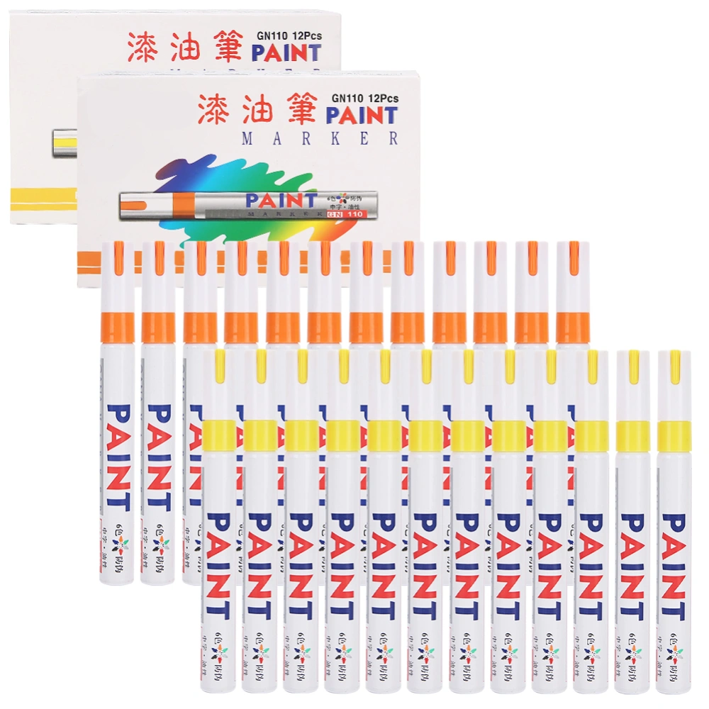 24Pcs Paint Markers Set Oil‑Based Waterproof Marking Tire Check‑In Repair Pen Painting Tools