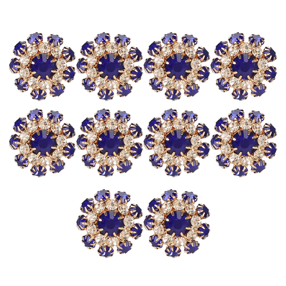 10Pcs Rhinestones Button Mushroom Shape Resin Metal Royalblue Buckle Brooch Clothes Accessories