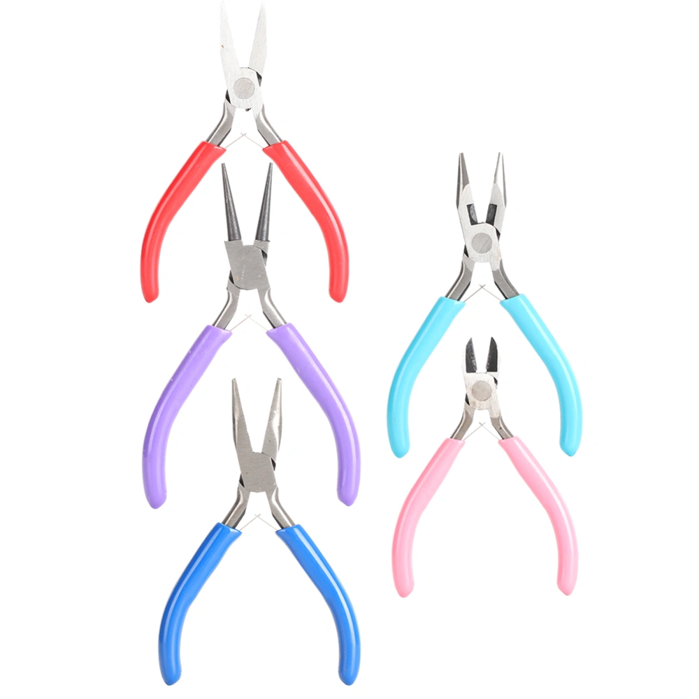 5pcs Mini Pliers Jewellery Making Pincers Flat Long Toothless Nose Clamp Wires Cutter Hand Tool