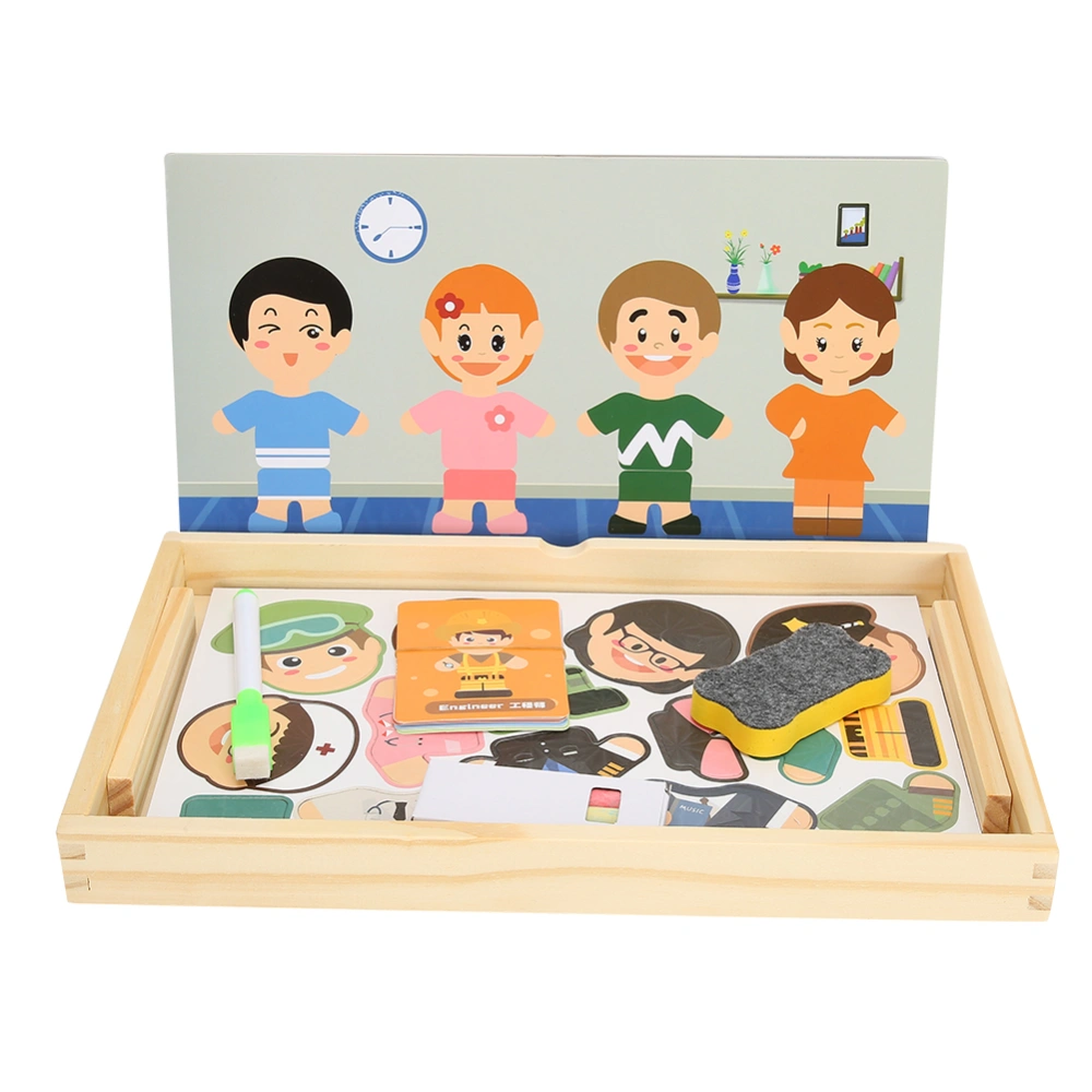 Drawing Puzzle Board Wooden Children Learn Sketchpad Magnetic Figure Jigsaw Toy