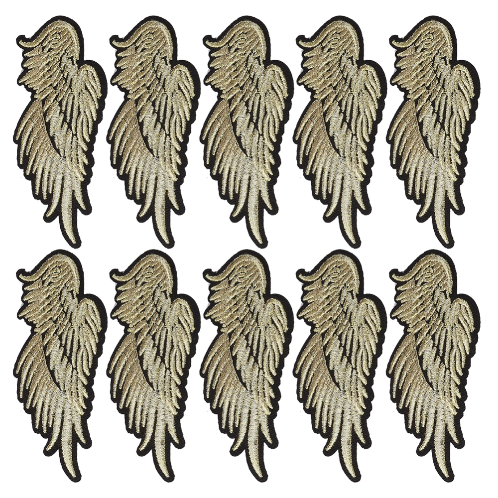 10pcs Embroidery Wing Decorative Clothing Wing Patch Fashionable Appliques DIY StickerGolden