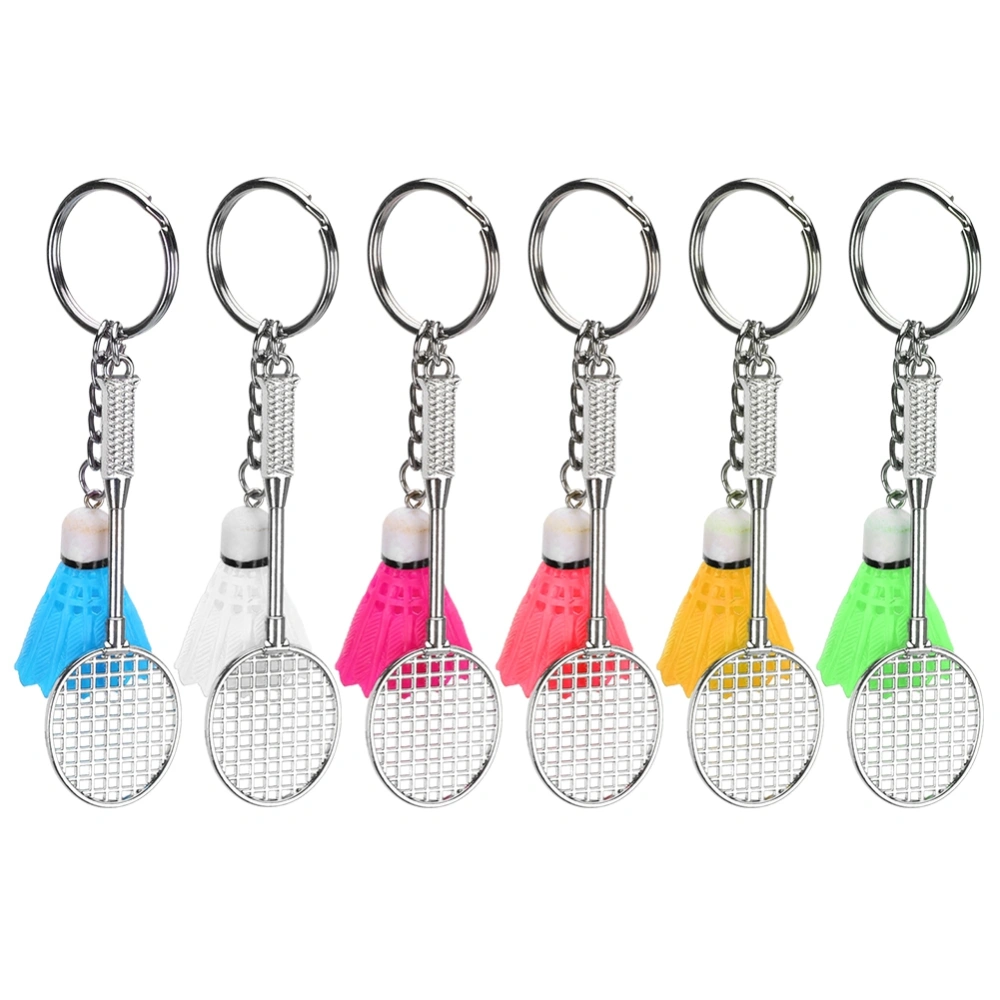 6Pcs Mini Keychain Keyring Pendant Simulation Badminton Battledore Hanging Decoration