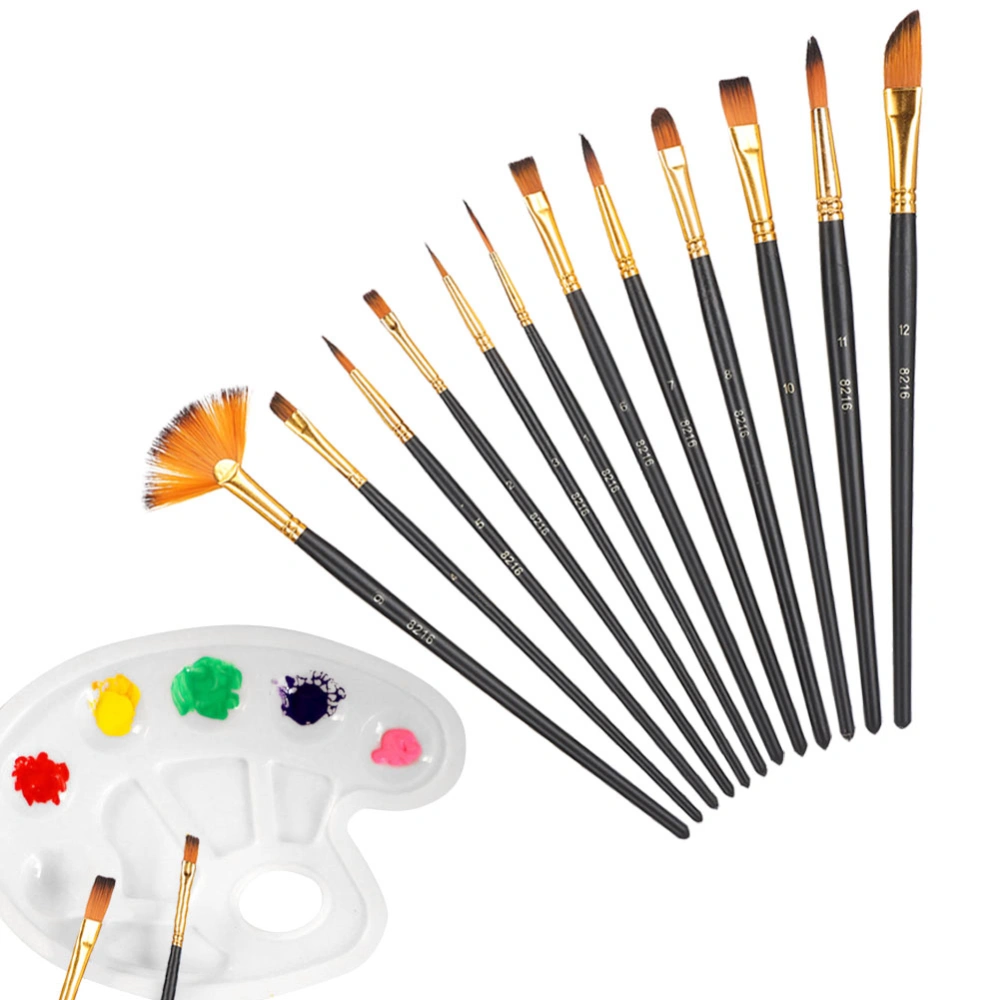 13pcs/set Paint Brushes Set Nylon Hair Wooden Handle Watercolour Acrylic Painting Pen Drawing Kit for Student Artist