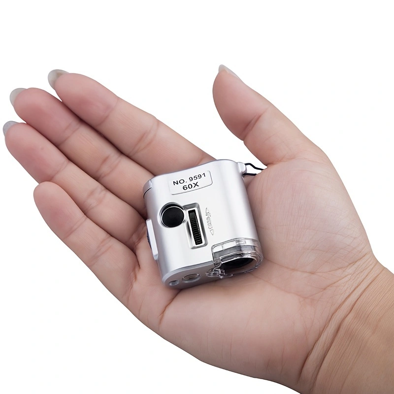 60X Portable Mini Pocket Microscope with 3 LED & UV Lights - Perfect for Jewelry, Insects & More!