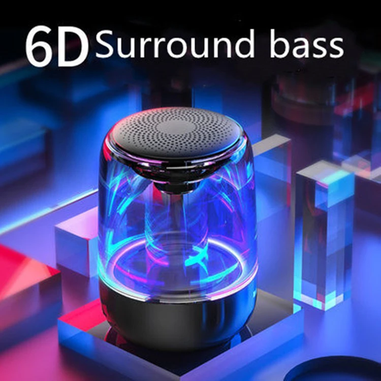 PACK OF 1 TWS Bluetooth Speakers, 360° True Wireless Stereo Speaker, Transparent Design/Breathing LED Light/TF Card & AUX Audio Input/Bluetooth 5.0/12H Playtime/Super Bass/HD Real Sound STONEGO Audio Accessories for Home Bedroom Party Travel Outdoor, Support Left and Right Channels