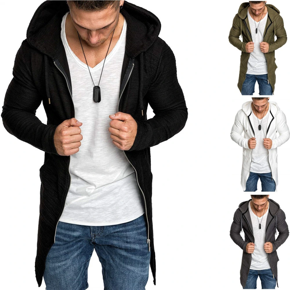 Men's Fashion Jackets Pure Color Zipper Coat Long Sleeve Hoodies Sweater Coat for Men Hooded Outwear