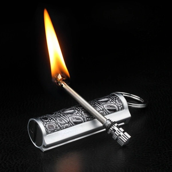 Match Keychain Lighter Waterproof Metal Emergency Flint Matchstick Fire Starter Kerosene Refillable Lighter