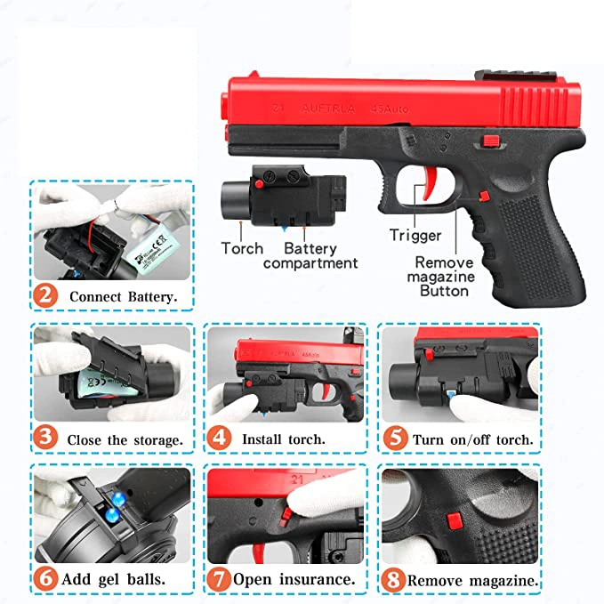 Glock Gel Blaster Highly Assembled Toy Outdoor Fun Activities Water Bead Games,Gift For Kidss,For Ages 12+