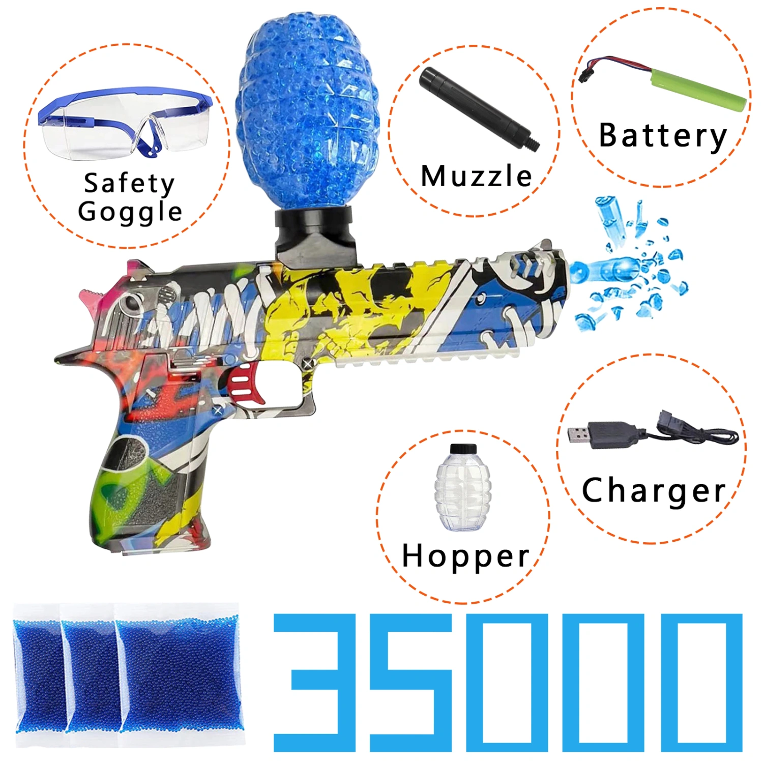 Splatrball Electric Splatter Water Ball,Auto Rechargeable Battery,Splatter Ball,for Ages 12+