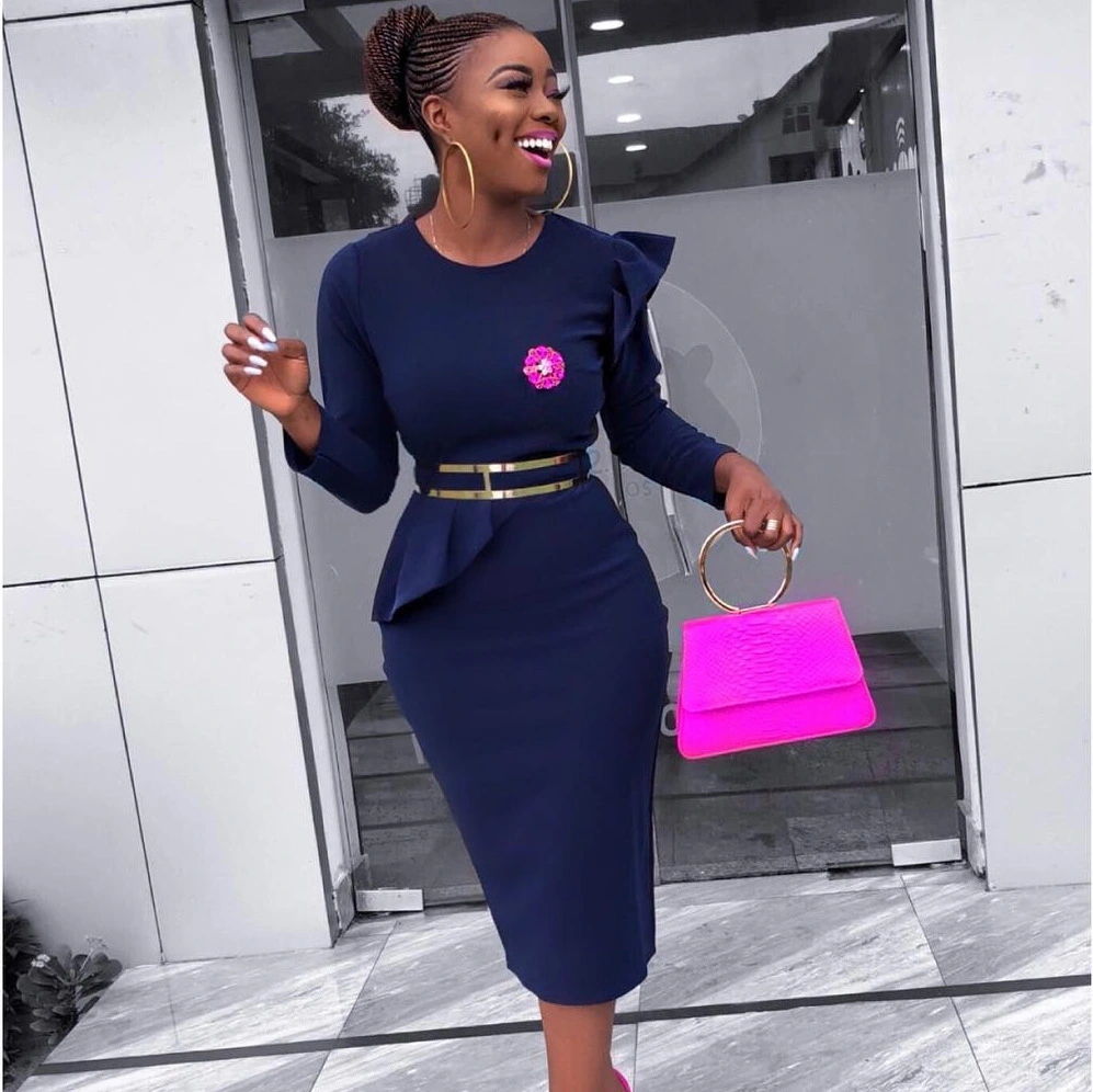 Plus Size Women's Solid Color Sexy OL Sheath Pencil Skirt African Dress
