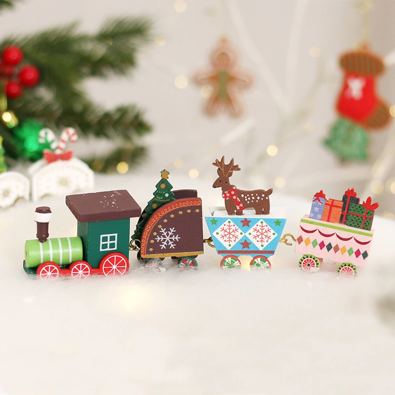 Christmas Painted Wooden Train Ornaments