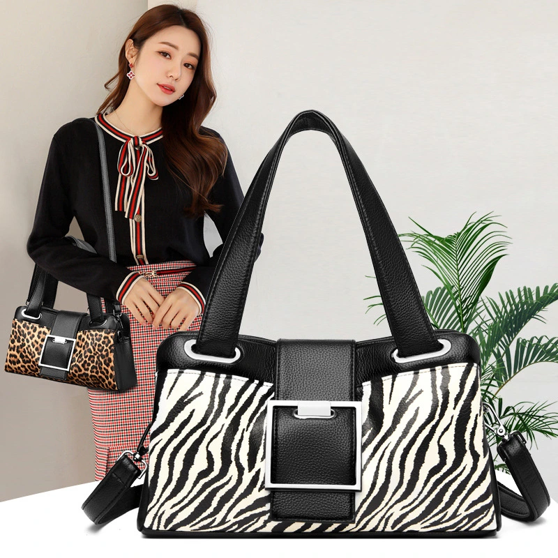 Leopard Print Soft Leather Fashion Shoulder Messenger Bag