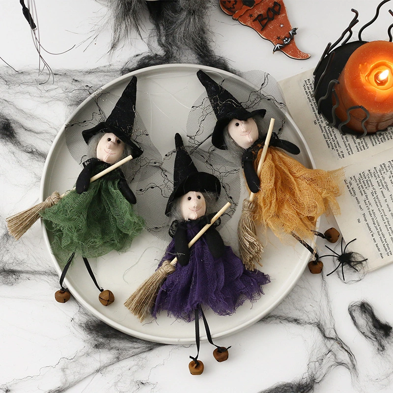 Halloween Decoration Broom Witch Doll Pendant