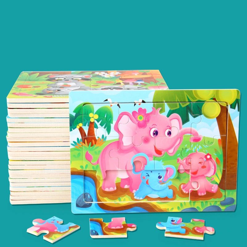 [SV] Children Wooden Toy Early Educational Cartoon Learning Pegged Puzzles Study Toy