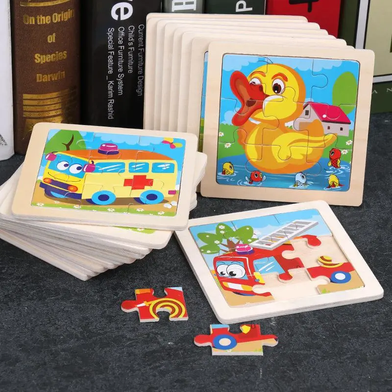 Kids Funny Cartoons Puzzle Toy Jigsaw Wooden Educational Study