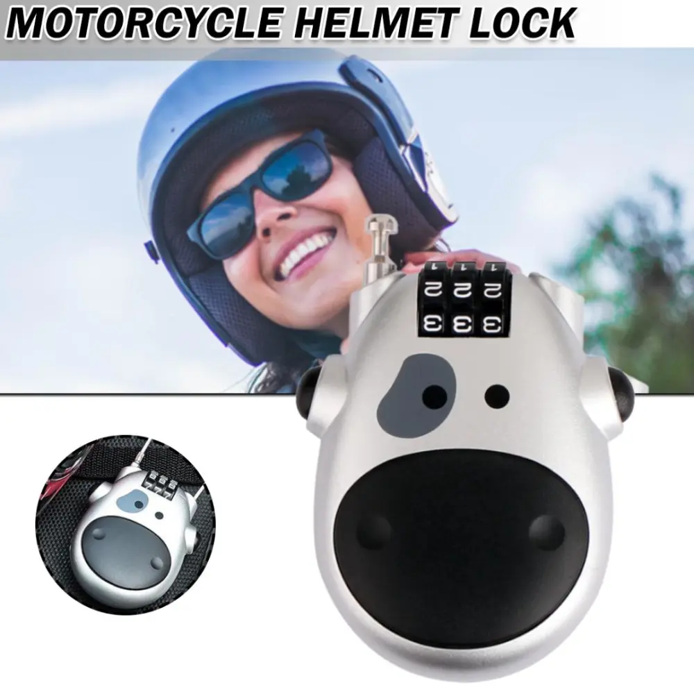 Malinaisi Anti-theft Telescopic Padlock Password Wheel Helmet Coded Wire Lock Cow Shape