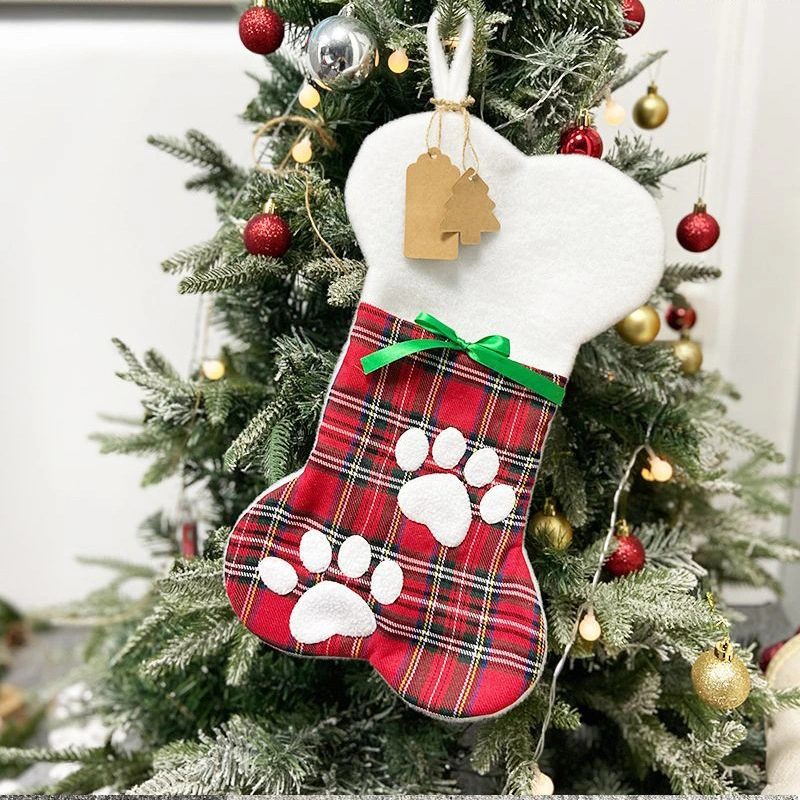 Spot DIY Cross-border Bones Christmas Hanging Decoration Christmas Socks Gift Bag Christmas Pet Socks