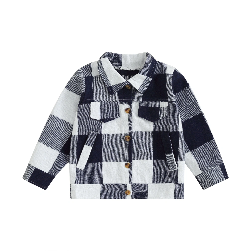 Toddler Shirt Jacket Plaid Print Long Sleeve Button Cardigan Coat 