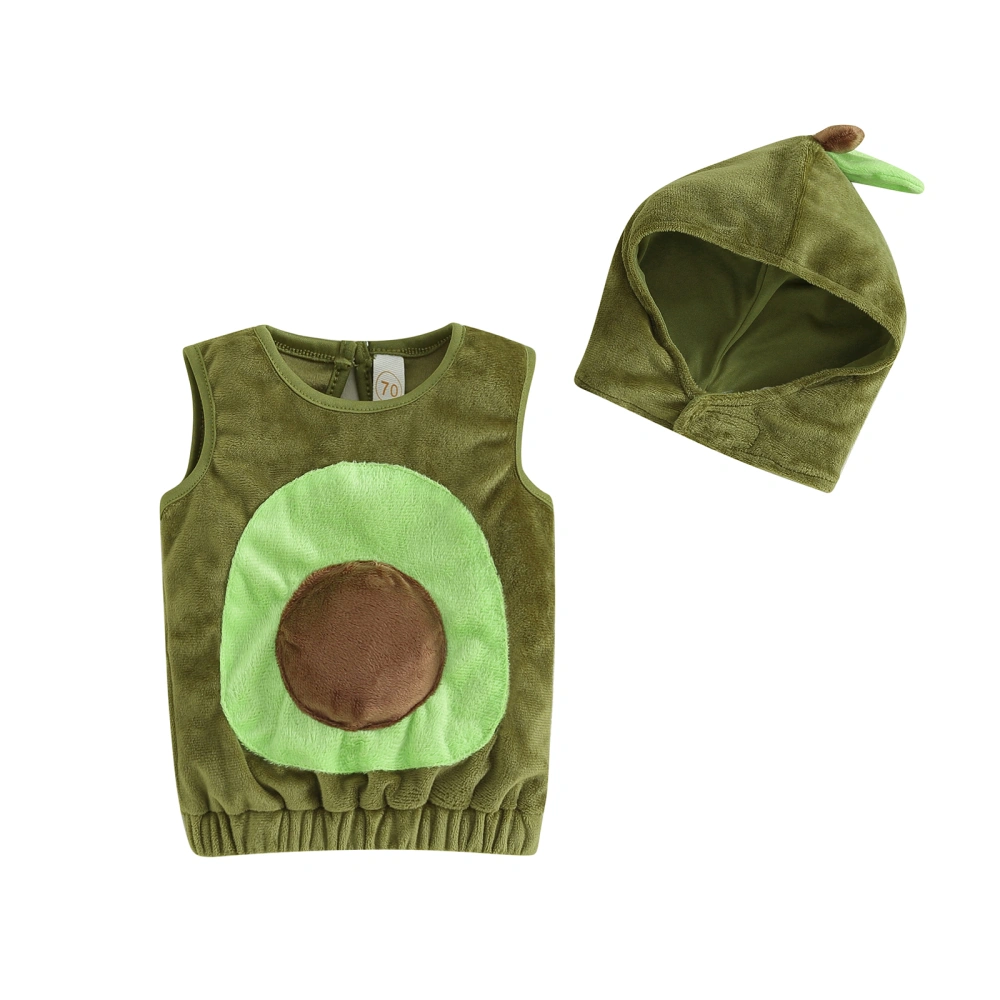 Baby Avocado Fuzzy Costume, Sleeveless Tank Tops Hat Halloween