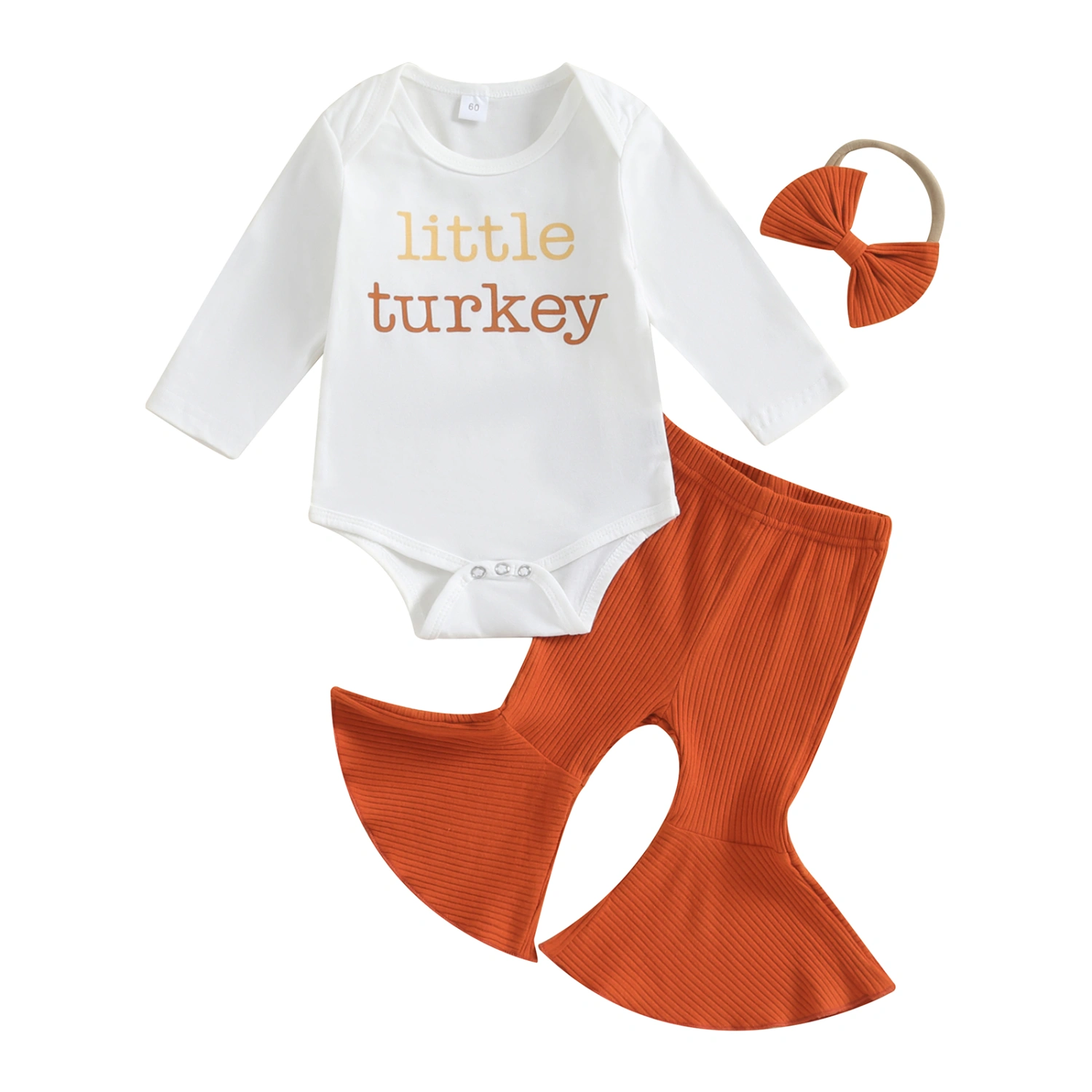 Thanksgiving Baby Girls Fall Outfit, Letters Romper Pants Headband