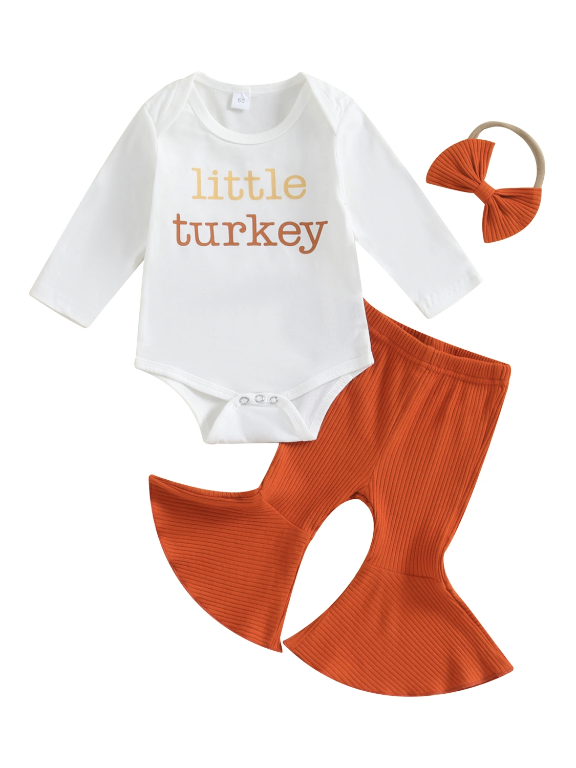 Thanksgiving Baby Girls Fall Outfit, Letters Romper Pants Headband
