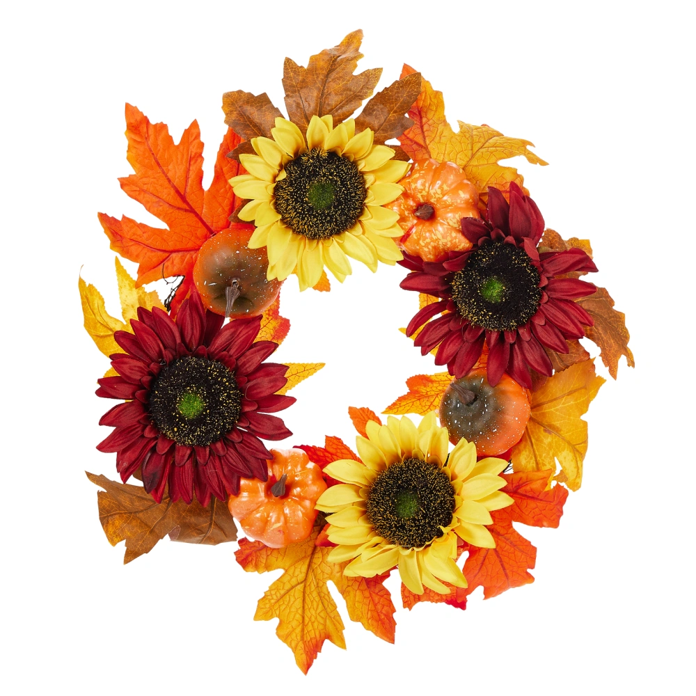 Halloween Wreath, Sunflower Pumpkin Holiday Garland Front Door Wreath