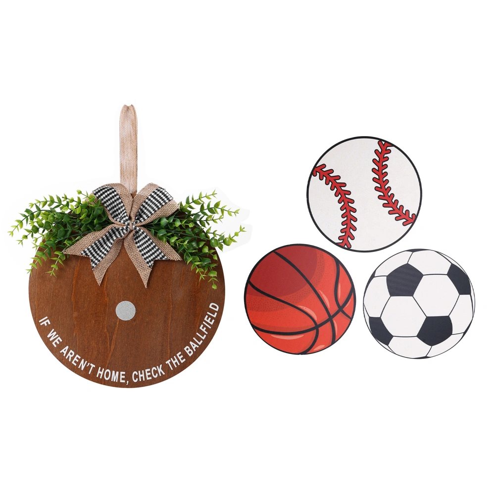 Hanging Welcome Sign Wooden Football Front Door Sign with Bows 