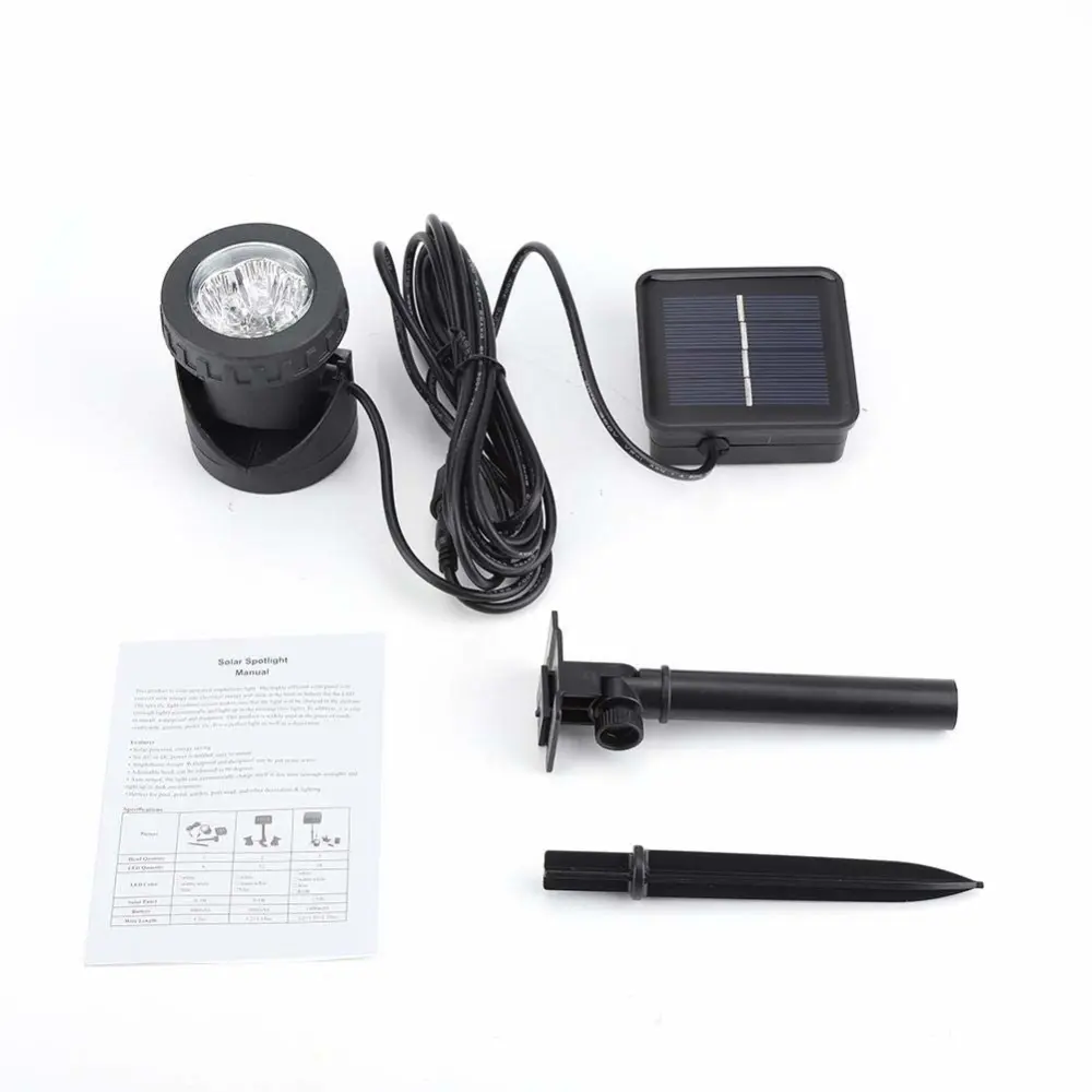 Solar Powered 6LED Underwater Submarine Lamp Spotlight Outdoor Garden Pond Lighting White Light